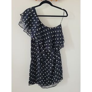 Haute Hippie Polka Dot One Shoulder Dress - Medium